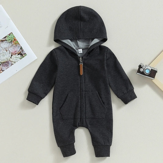 Cotton Toddler Hooded Jumpsuit In Earth Tones