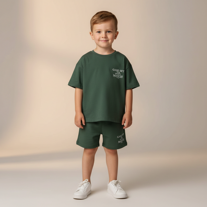 Cotton Green Cotton Tee & Shorts Lounge Set With Text Print