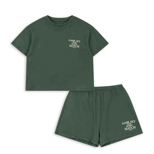 Cotton Green Cotton Tee & Shorts Lounge Set With Text Print