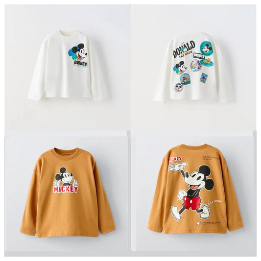 Cotton Mickey Mouse Long Sleeve Tee & Sweatshirt Set