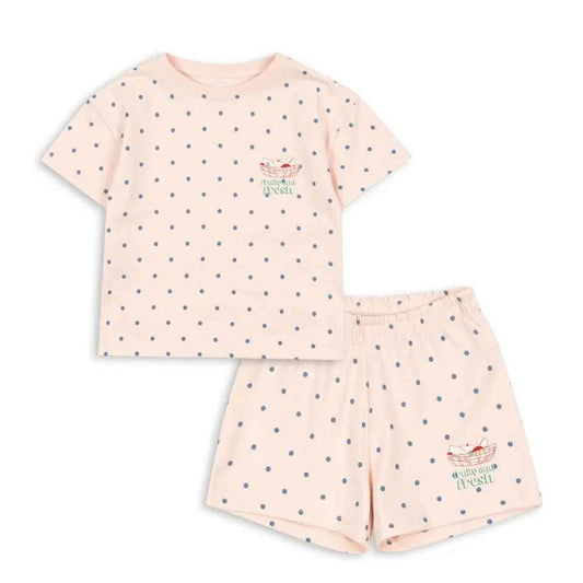 Cotton Pink Polka Dot Cotton Tee & Shorts Set