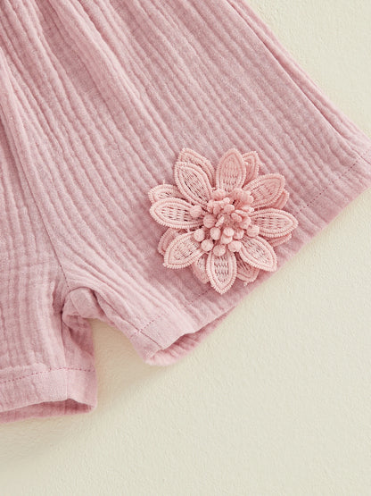 Floral Applique Summer Top & Short Set