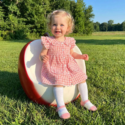Gingham Ruffle Sleeve Button Down Dress