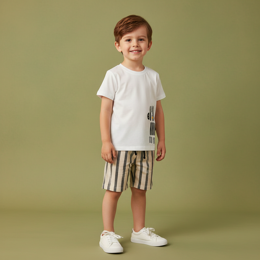 100% Cotton Animal Print T-Shirt & Shorts Set