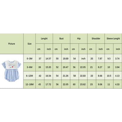 Cotton Blue Gingham Romper & Patriotic Bib Set