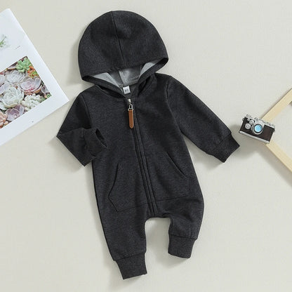 Cotton Toddler Hooded Jumpsuit In Earth Tones