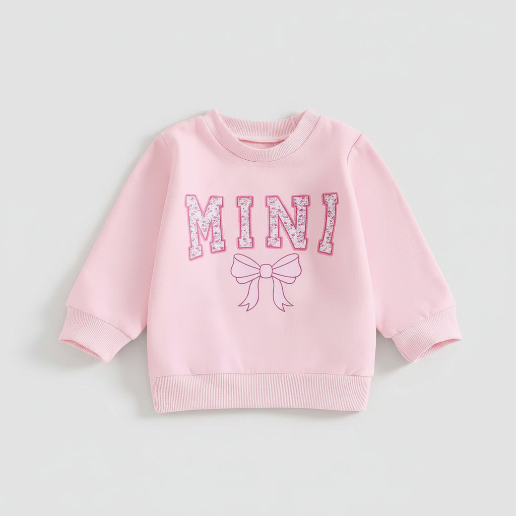 Cotton Matching Mama & Mini Pink Bow Sweatshirts