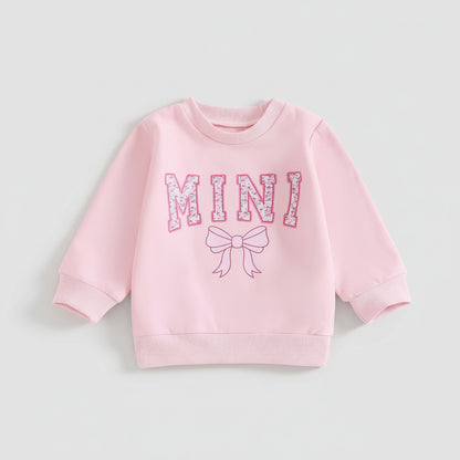 Cotton Matching Mama & Mini Pink Bow Sweatshirts