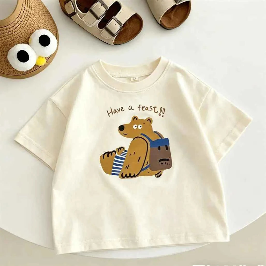 100% Cotton Bear Print Cotton Tee Shirt