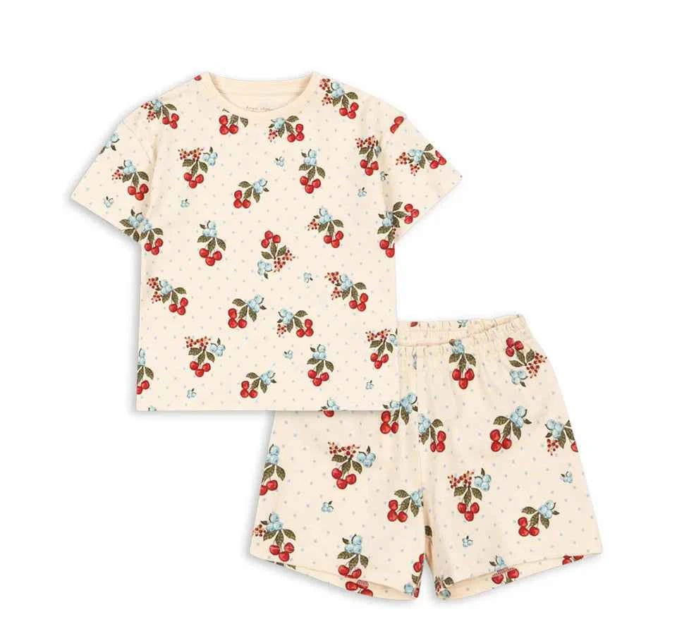 Cotton Cherry Print Cotton Tee & Shorts Set