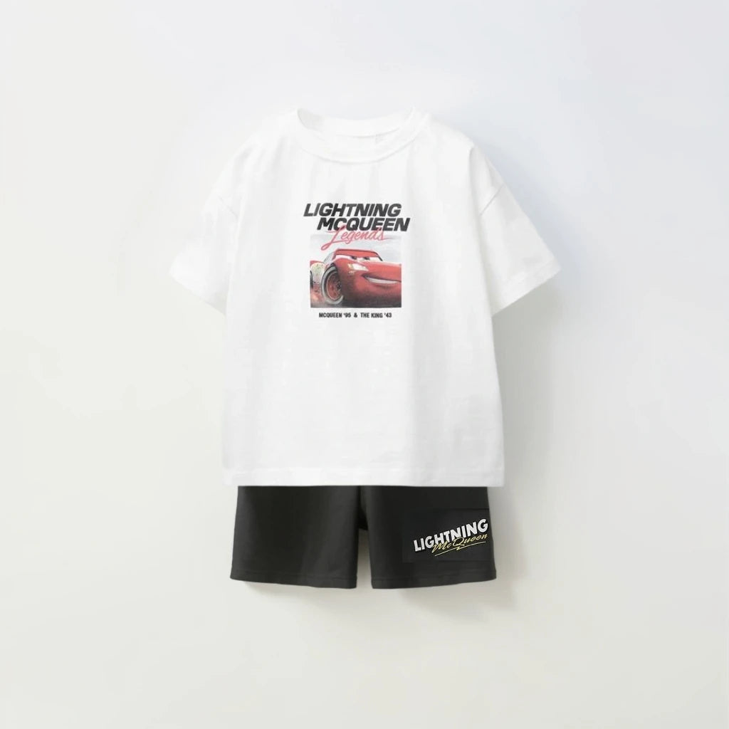 Cotton Lightning McQueen & Mickey Mouse Cotton Tee & Shorts Set