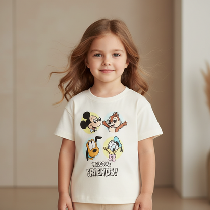 Cotton Mickey Minnie Pluto Daisy Everyday Smile & Welcome Friends Tees