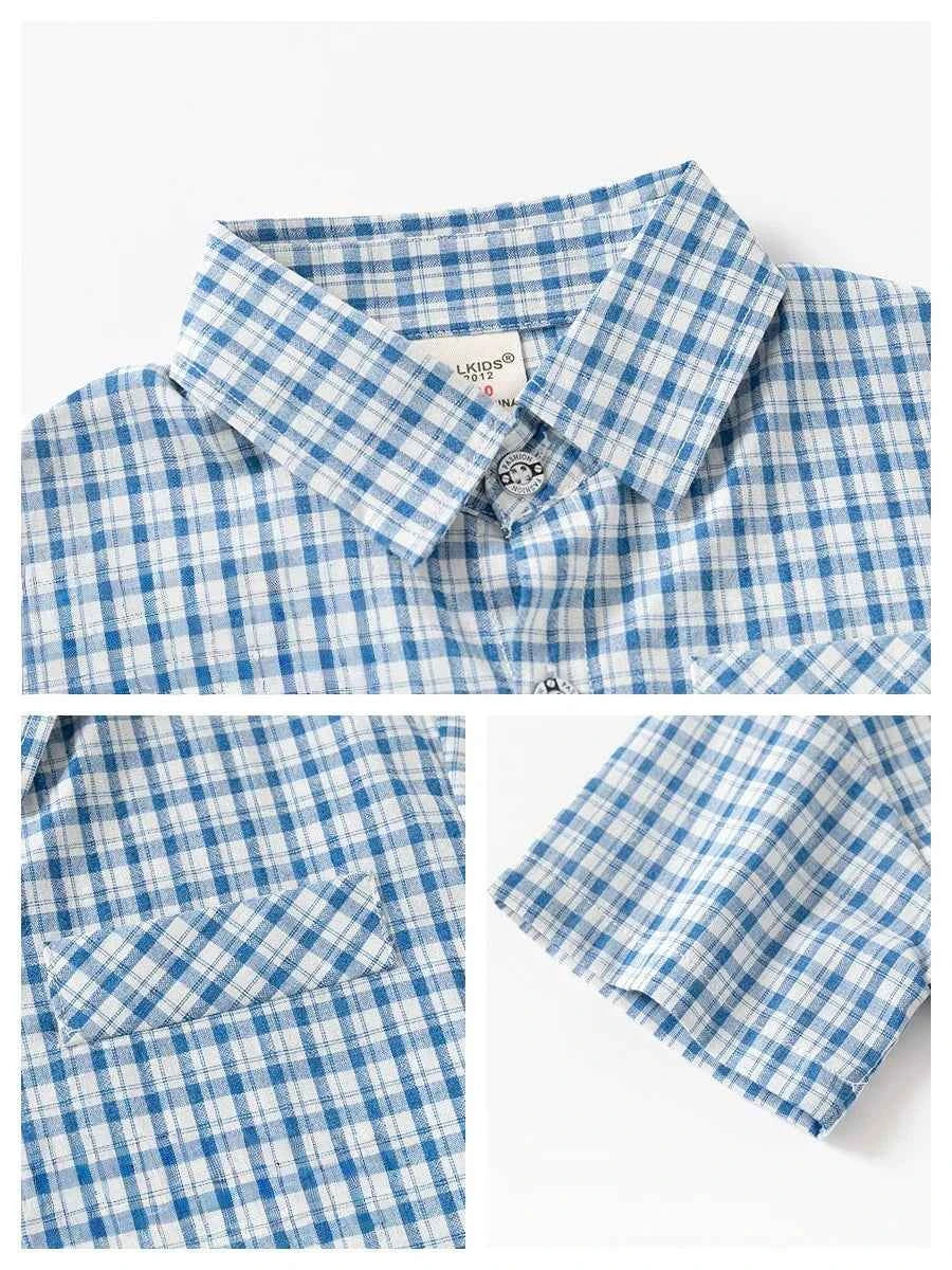 100% Cotton Checkered Shirt & Shorts Set