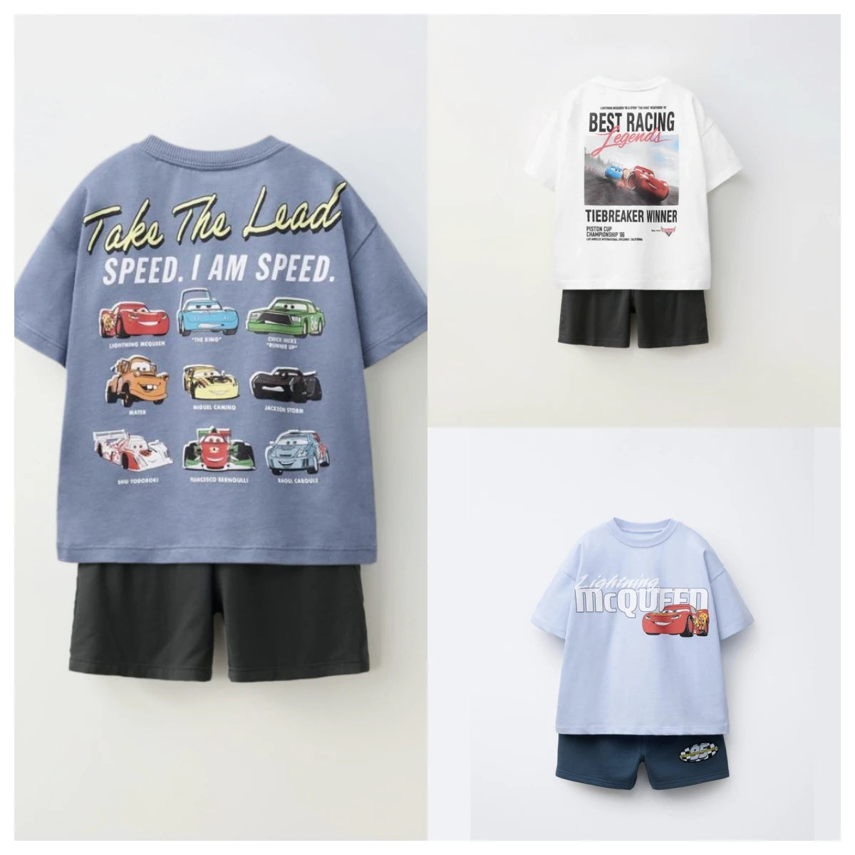 Cotton Lightning McQueen Racing Tees & Shorts Set