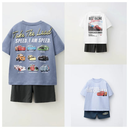 Cotton Lightning McQueen Racing Tees & Shorts Set