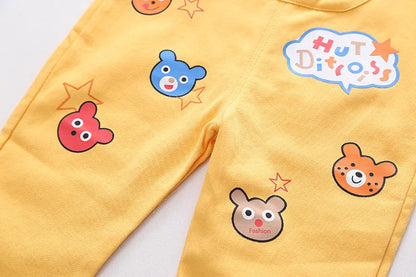 Striped Shirt & Bear Applique Overalls Set