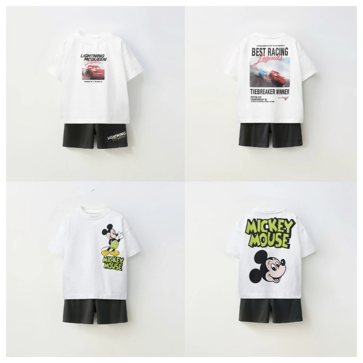 Cotton Lightning McQueen & Mickey Mouse Cotton Tee & Shorts Set