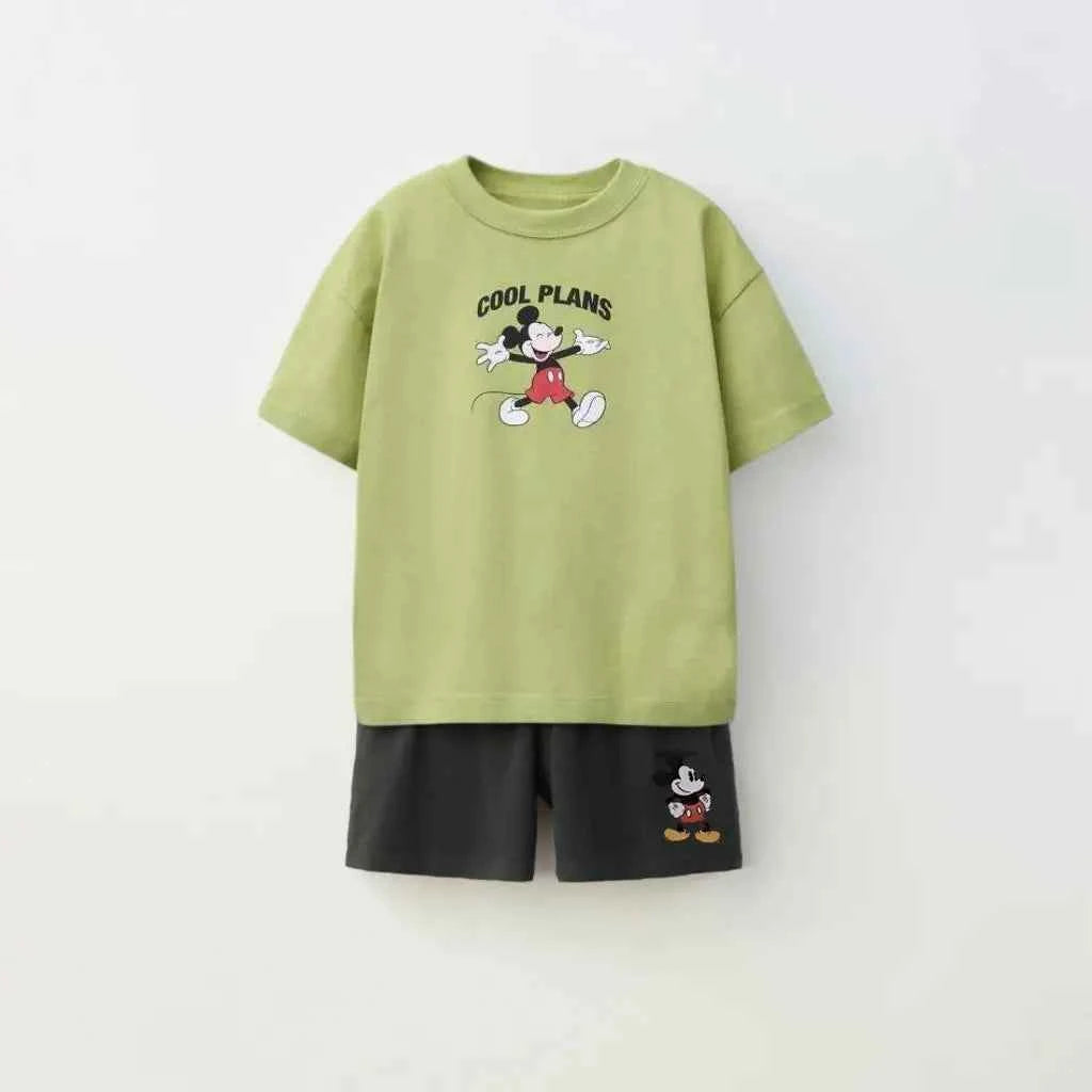 Cotton Mickey Mouse Casual Tee & Shorts Set