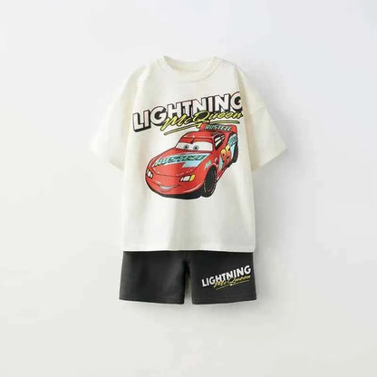 Cotton Lightning McQueen Casual Tee & Shorts Set