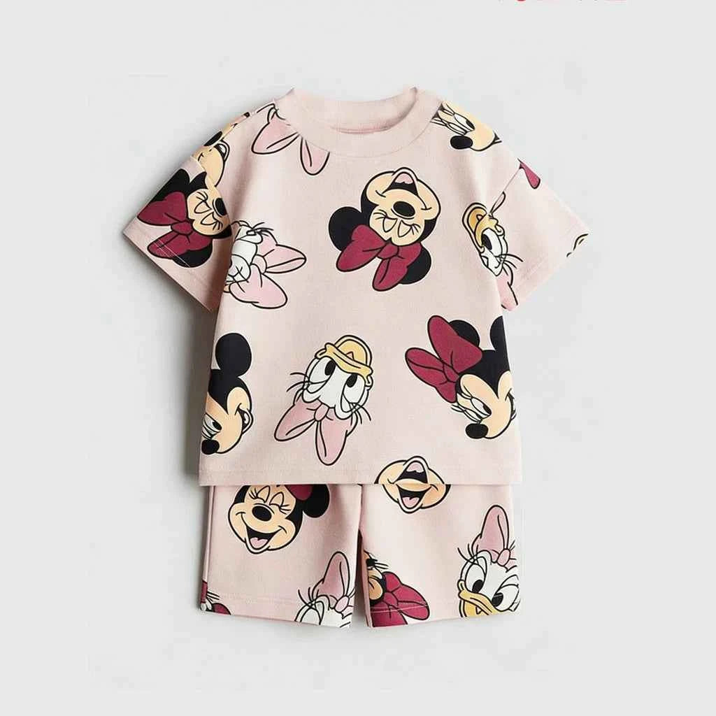 Cotton Mickey Donald Daisy Goofy Short Sleeve Tee & Shorts Set