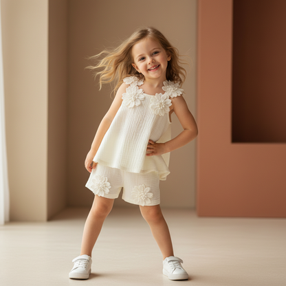 Floral Applique Summer Top & Short Set