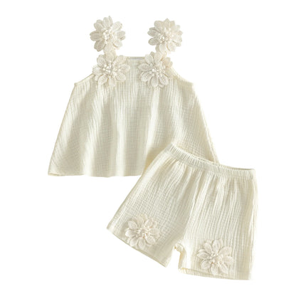 Floral Applique Summer Top & Short Set