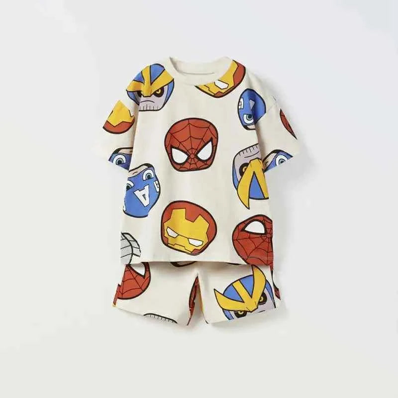 Cotton Marvel Avengers Spiderman Ironman Captain America Tee & Shorts Set