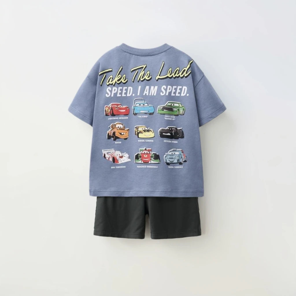 Cotton Lightning McQueen Racing Tees & Shorts Set
