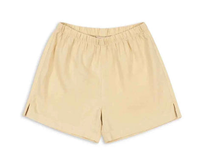 Cotton Beige Linen Shirt & Elastic Waist Shorts Set