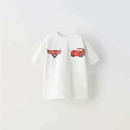 Cotton Lightning McQueen Cotton Tee & Cars Logo Shirt White