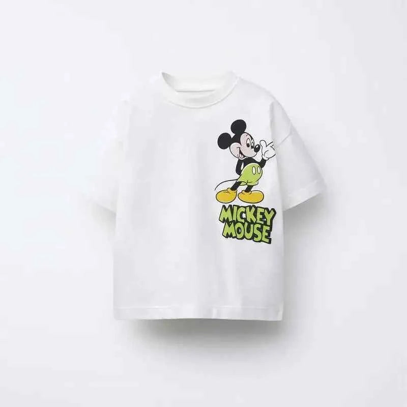 Cotton Mickey Mouse White & Green Cool Plans T-Shirt
