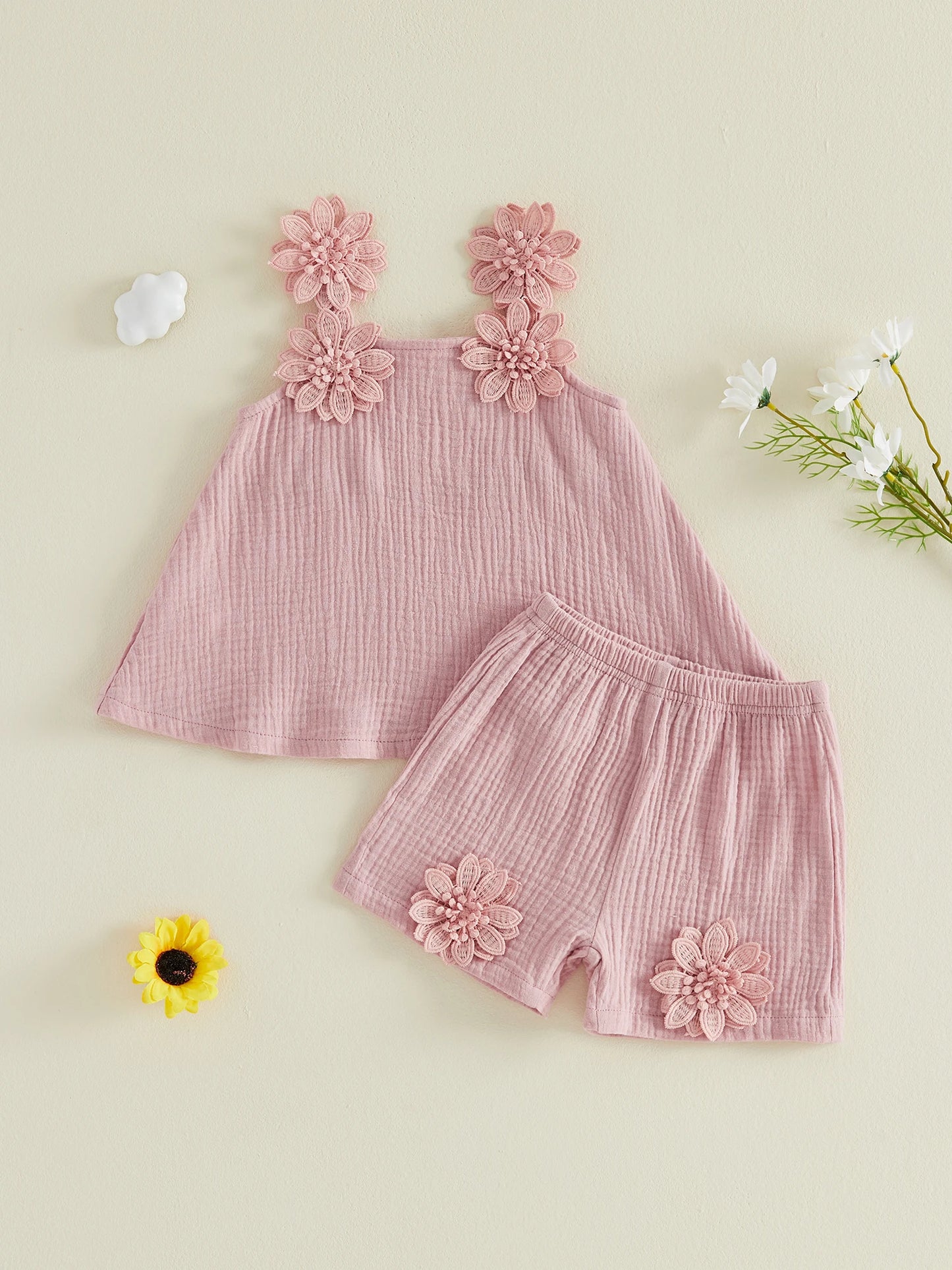 Floral Applique Summer Top & Short Set
