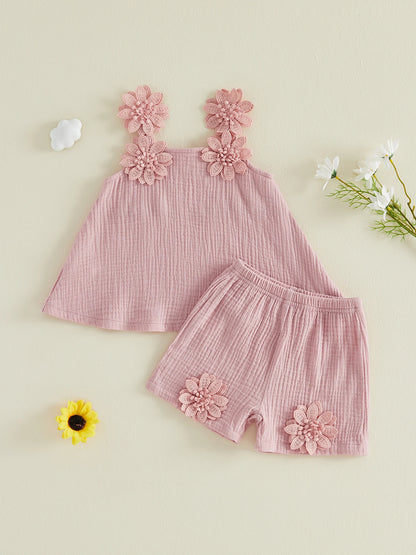 Floral Applique Summer Top & Short Set