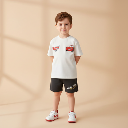 Cotton Lightning McQueen Casual Tee & Shorts Set