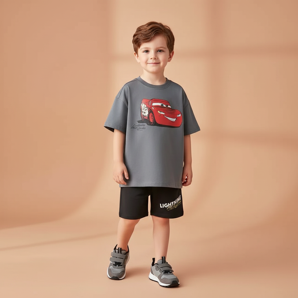 Cotton Lightning McQueen Casual Tee & Shorts Set