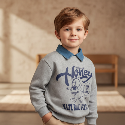 Honey Natural Farm Sweatshirt Shirt Collar