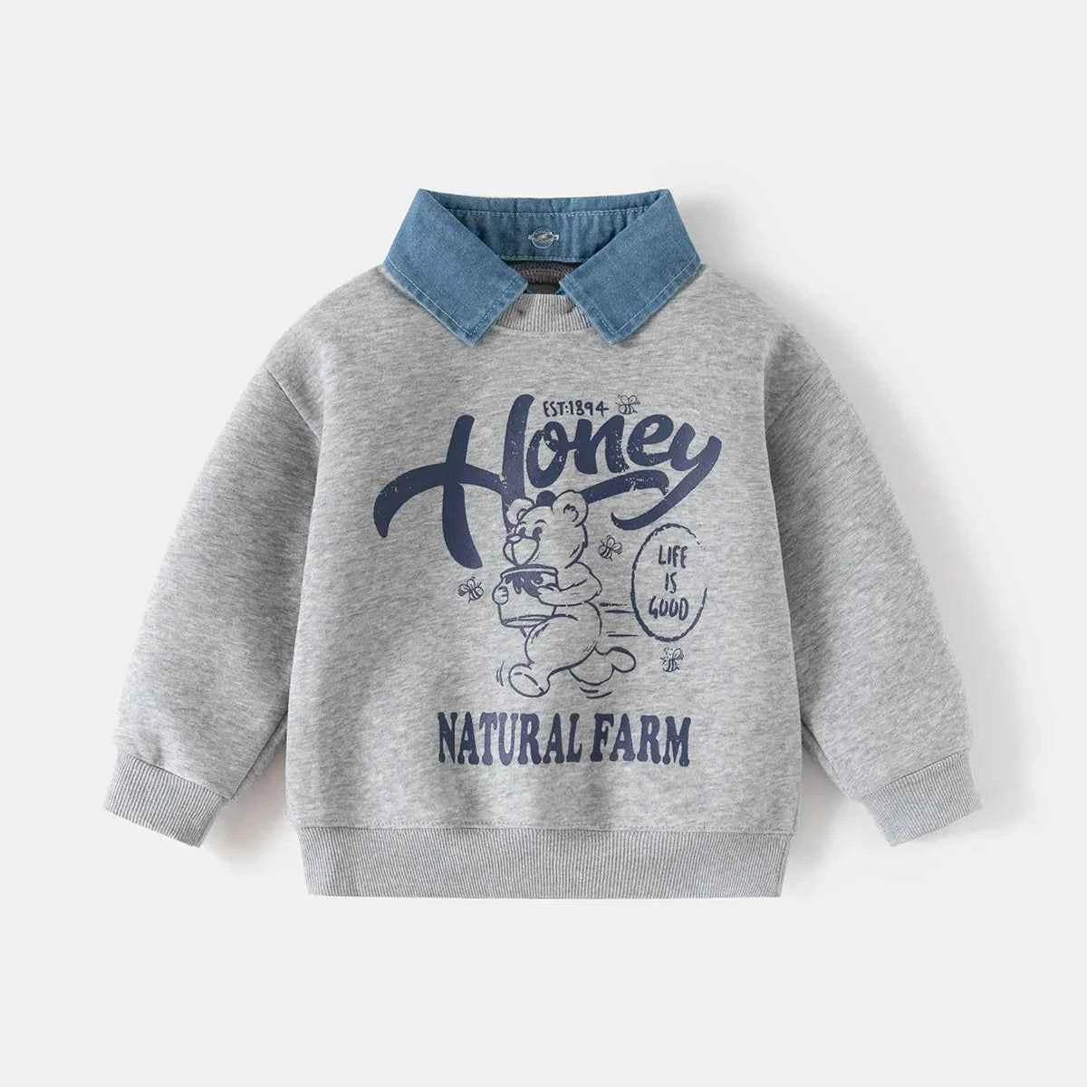 Honey Natural Farm Sweatshirt Shirt Collar