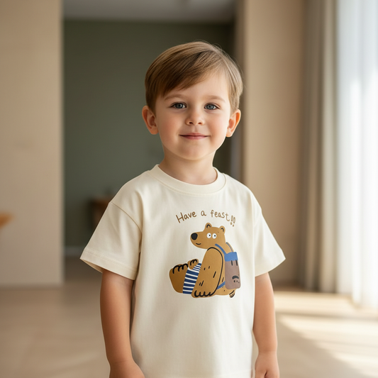 100% Cotton Bear Print Cotton Tee Shirt