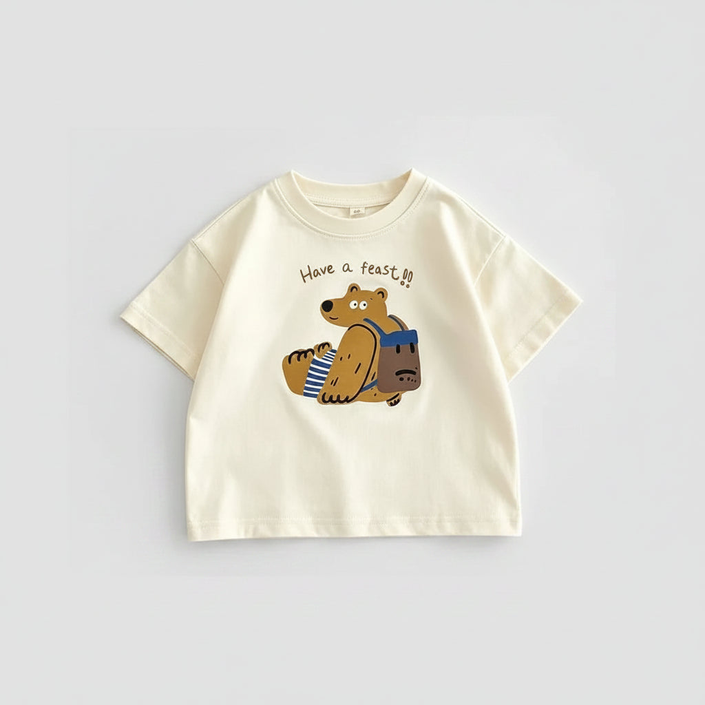 100% Cotton Bear Print Cotton Tee Shirt