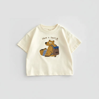 100% Cotton Bear Print Cotton Tee Shirt