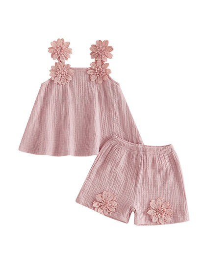 Floral Applique Summer Top & Short Set