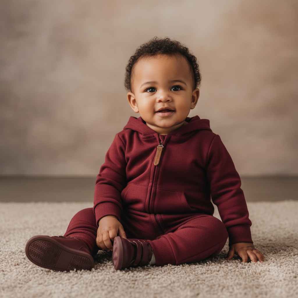 Cotton Toddler Hooded Jumpsuit In Earth Tones