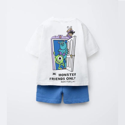Cotton Monsters Inc Mike Sulley Door Print Tee & Shorts Set