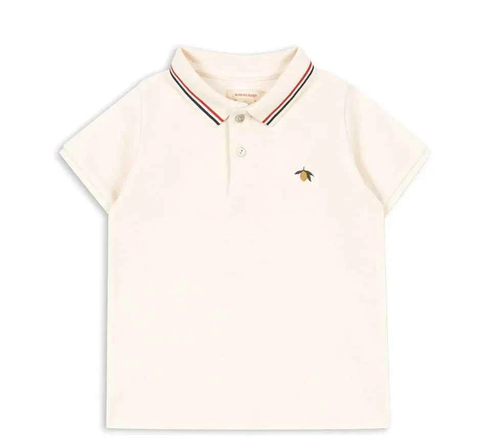 Cotton Cream Polo Shirt & Drawstring Shorts Set