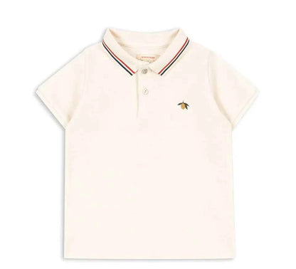 Cotton Cream Polo Shirt & Drawstring Shorts Set