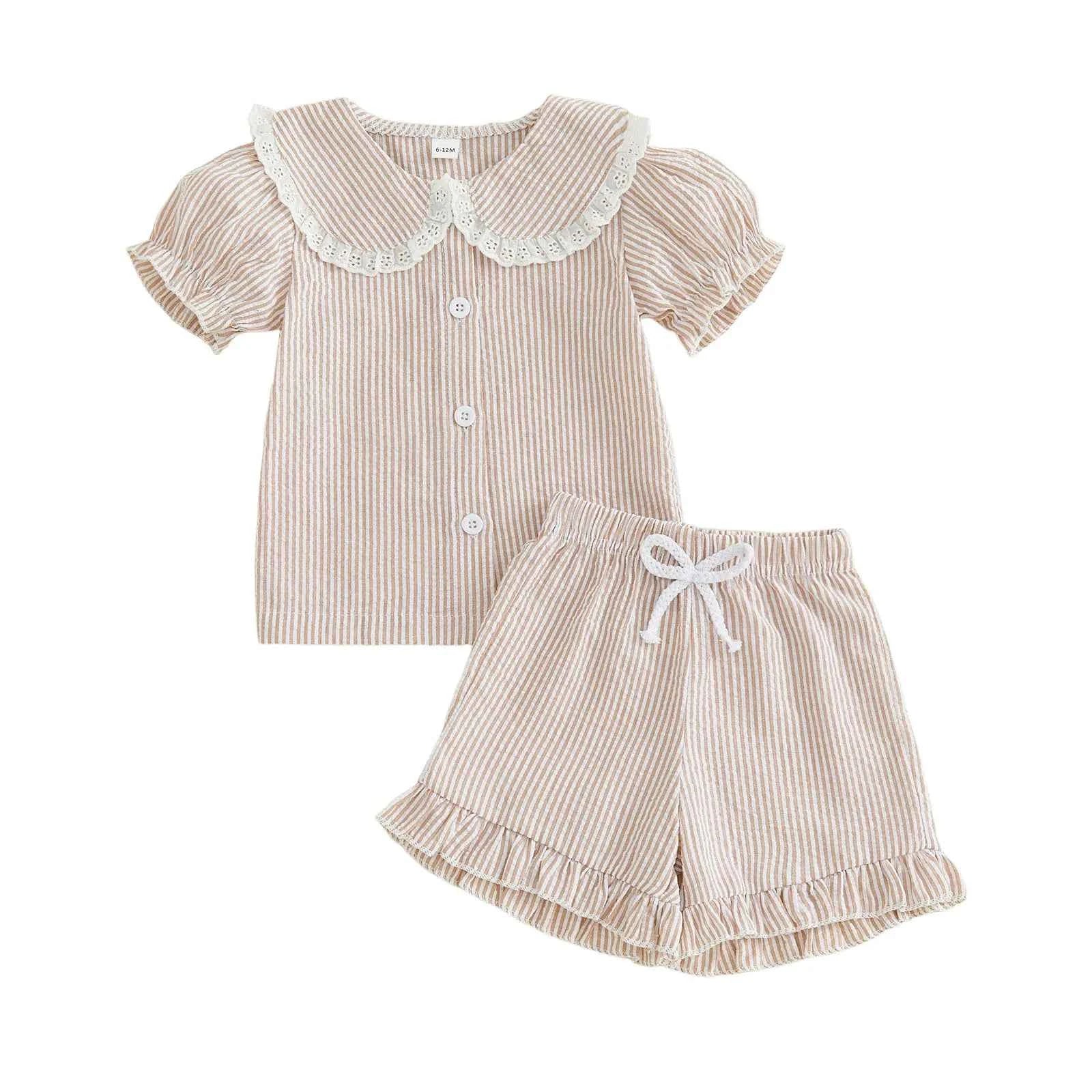 Striped Lace Collar Set