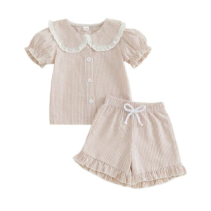 Striped Lace Collar Set