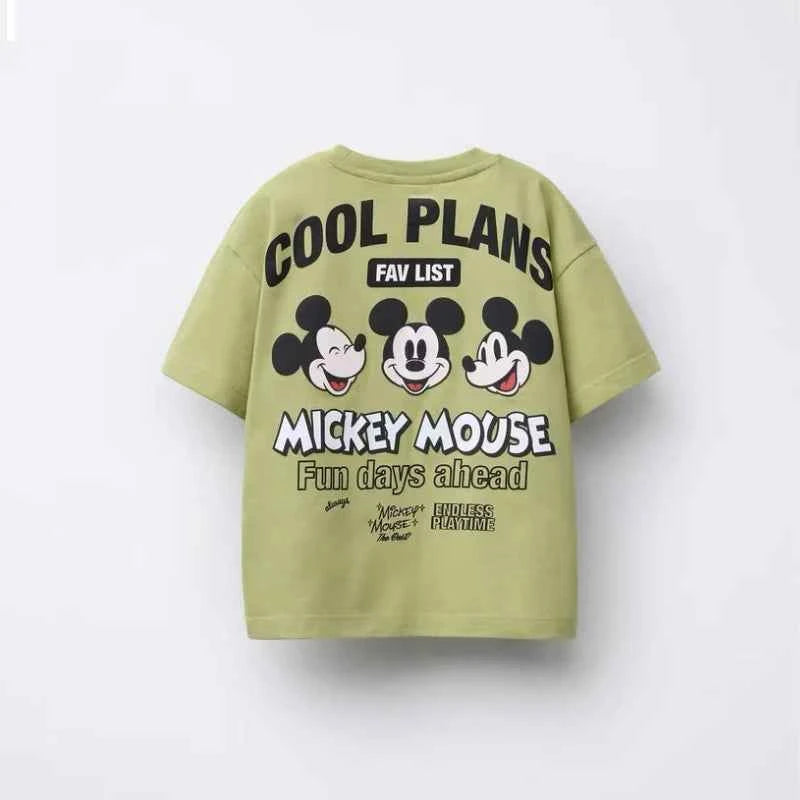 Cotton Mickey Mouse Cool Plans Classic Cartoon T-Shirt
