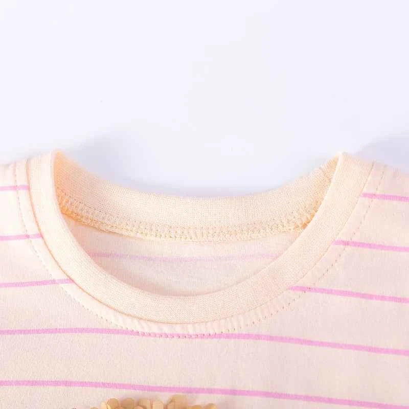 100% Cotton Striped Rainbow Applique Tulle Skirt Dress