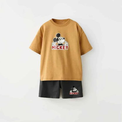 Cotton Mickey Mouse Casual Tee & Shorts Set